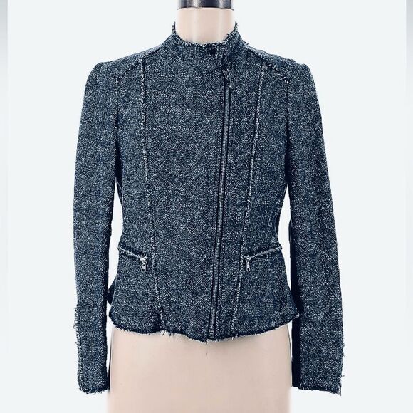 Rebecca Taylor Blue Gray Tweed Blazer Jacket - Picture 1 of 5
